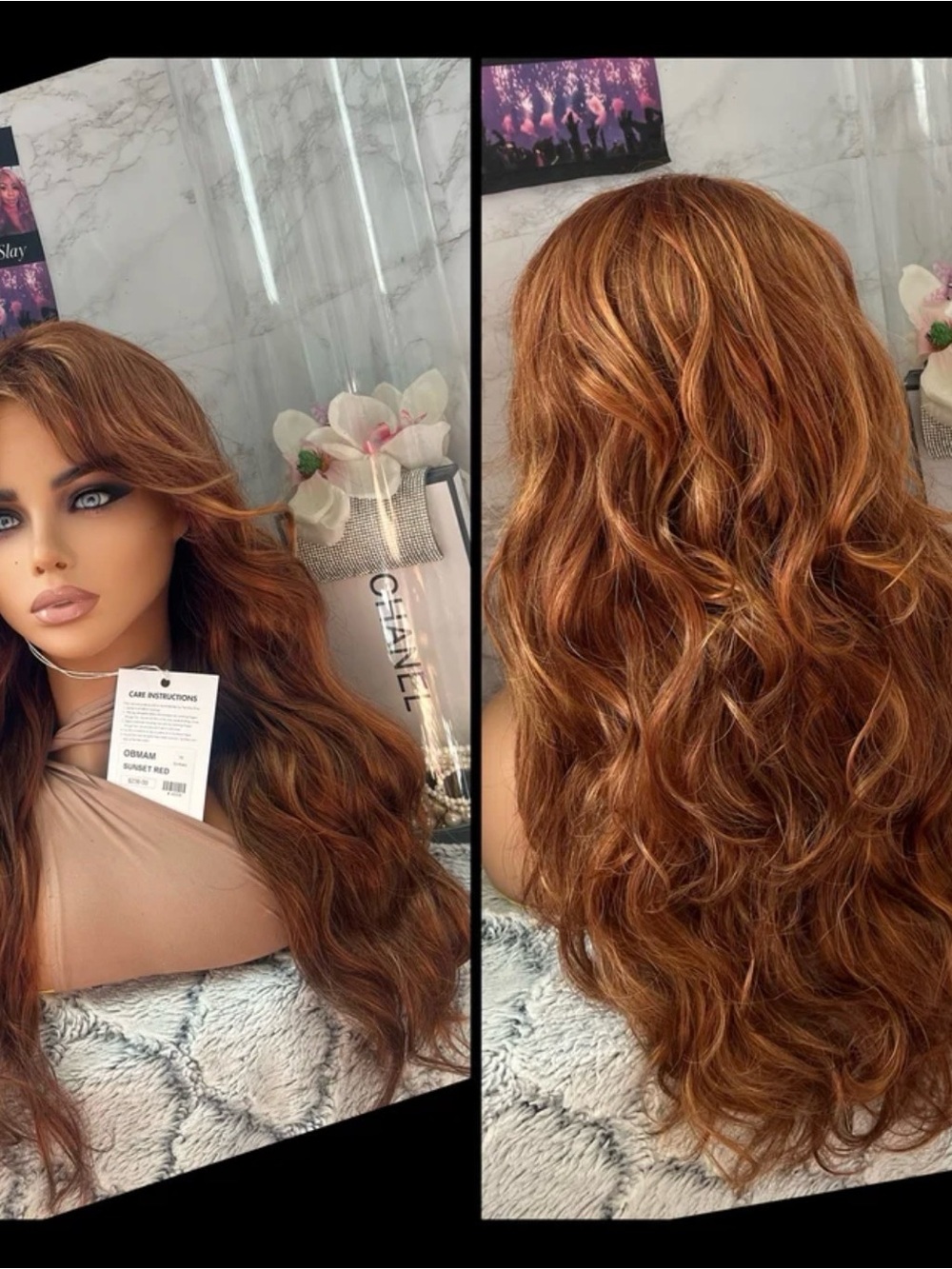 Tony Of Beverly OBMAM Sunset Red MONOFILAMENT Bang Lace Front Wig - Picture 4 of 8